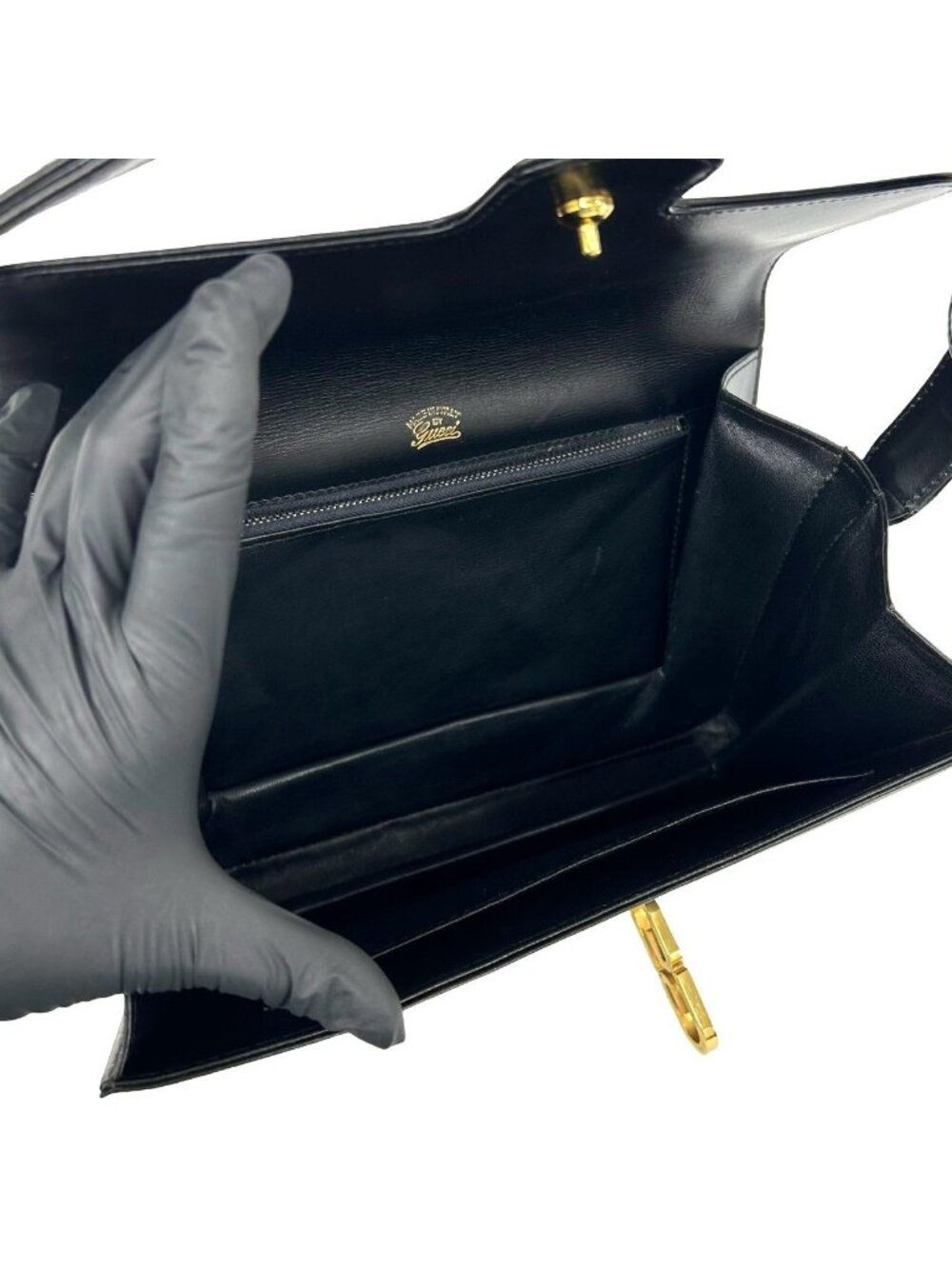 Gucci Vintage GG Logo Leather 2-Way Shoulder Bag Black - Picture 9 of 10